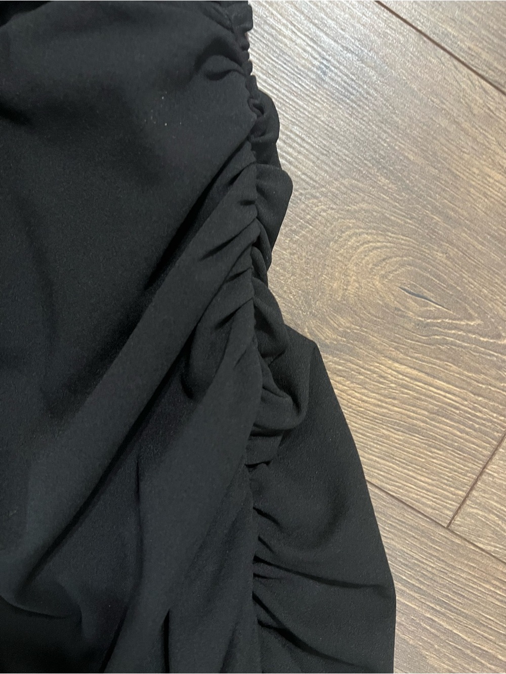 Abercrombie & Fitch Black Ruched Cutout Twist Front Midi Dress NWOT - Picture 8 of 12